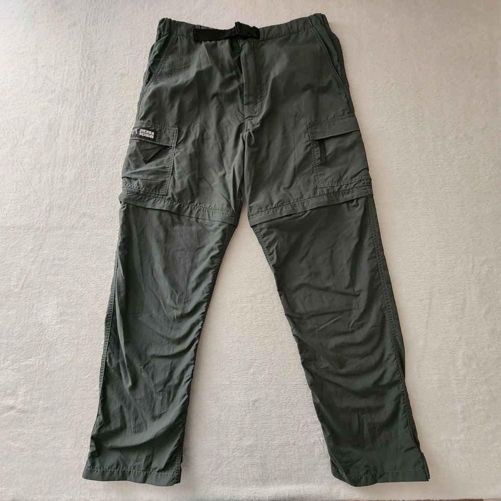 Sierra Designs Convertible Cargo Pants Mens Medium Gray Nylon Hiking Travel Hike